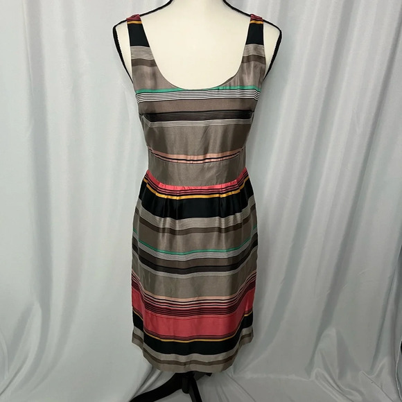 Banana Republic Casey Stripe Silk Sheath Dress. - size 2 - Picture 3 of 16